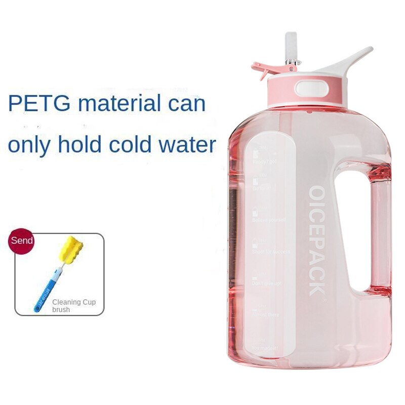 Bottled Joy Large Capacity 3.78L 2.5L Sports Water Bottles With Straw Lid Hiking Plastic Ton Barrel Pipette Cup Juice Milk Cups: 2.5L / petg Straw3