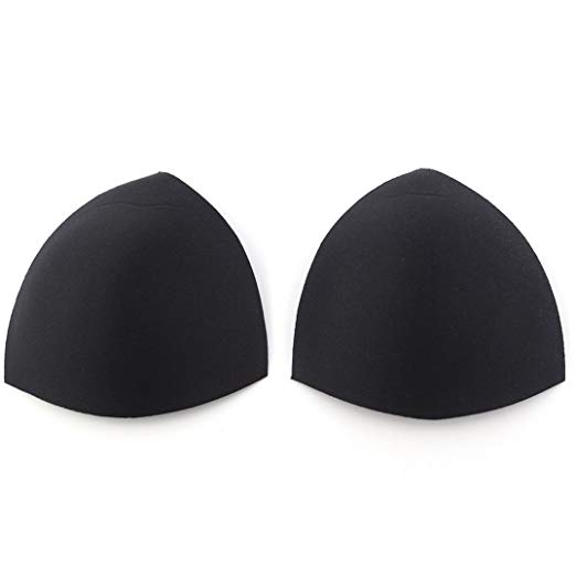 Boshang 1 pair Soft Removable Women's Triangle Bra Pads Inserts for Sports Bra Bikini Top Swimsuit: Black / M