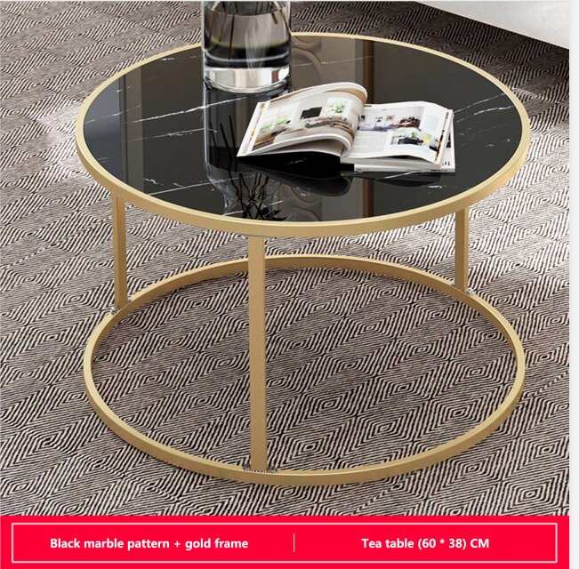 Round Table Nordic Small Coffee Table Modern Home Living Room Sofa Round Table Bedside Multifunctional Removable Table: black 60cm