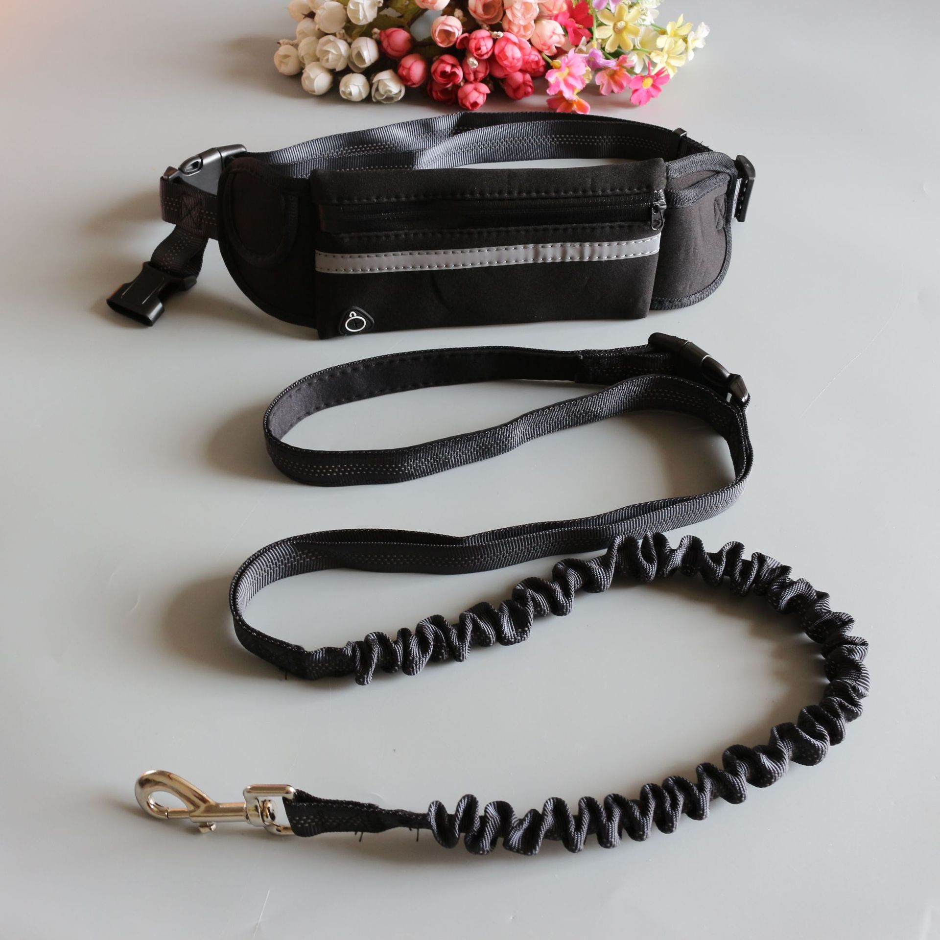 Dog traction rope nylon reflective pet supplies dog harness collar jogging adjustable belt waist bag traction belt rope