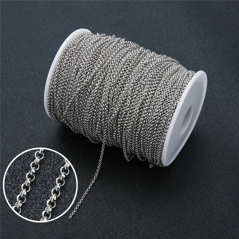 5 m/partij Rvs Rolo Ketting Bevindingen 2mm 2.5mm Metalen Ketting Kettingen Bulk Voor Sieraden Maken accessoires