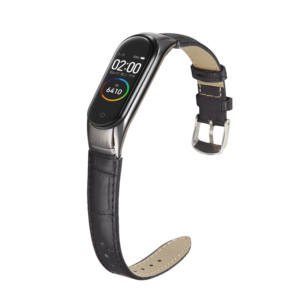 Pulseira de couro com capa para xiaomi mi band 8 7 6 5 4 3 mulheres homens relógio pulseira cinto para mi band 8 7 6 5 banda correa: L / Branco