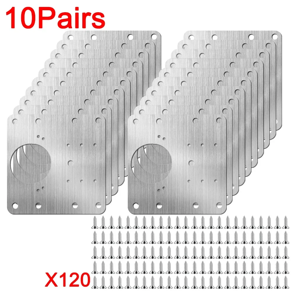 20/2Pcs Cabinet Hinge Repair Plate Kits Stainless Steel Kitchen Cupboard Door Hinge Mounting Plate With Holes Fixing Brackets: Blue and White Stripe