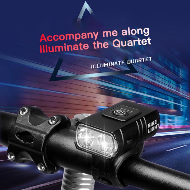 USB Charging Bike Lights Bicycle Lights Front Headlight + Rear Taillight Bicycle Flashlight Warning Light Riding Headlight