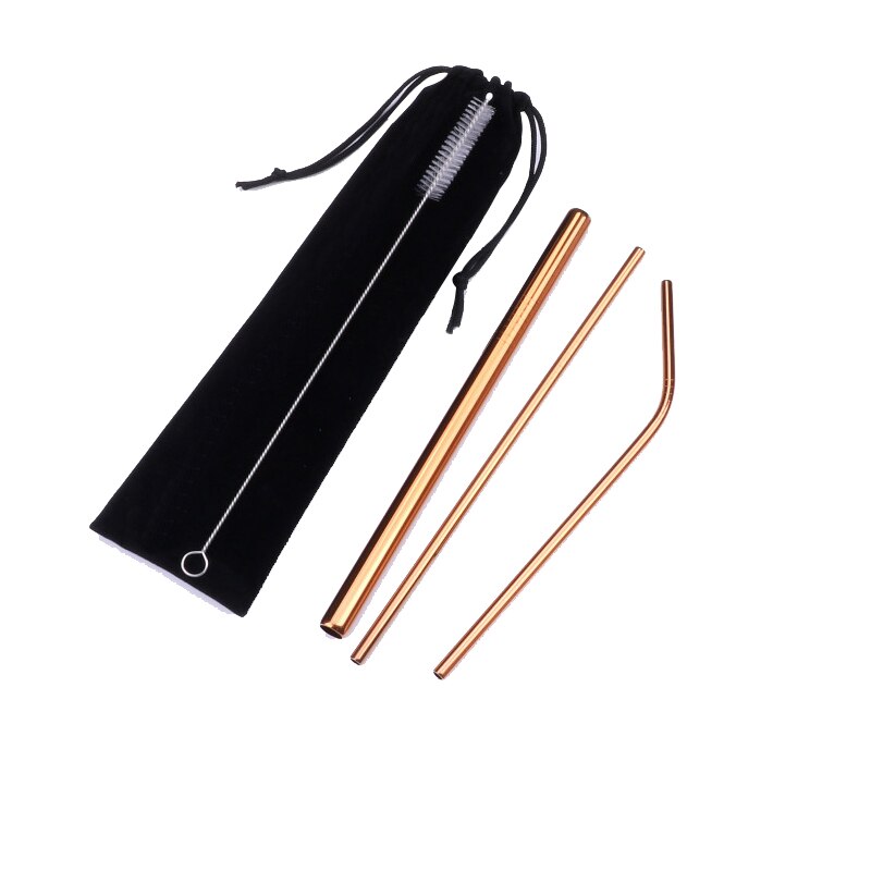Portable Telescopic Drinking Straw Set 304 Stainless Steel Metal Straw Reusable Travel Keychain Straw With Case Bottle Opener #1: 4pcs rose gold