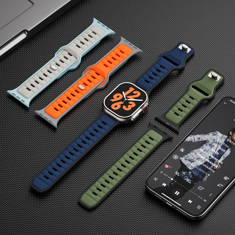 Silicone Strap for Apple watch ultra2 band 49mm Series 10 46mm correa Sport bracelet iwatch 9 8 7 6 5 SE 42-45mm 44mm
