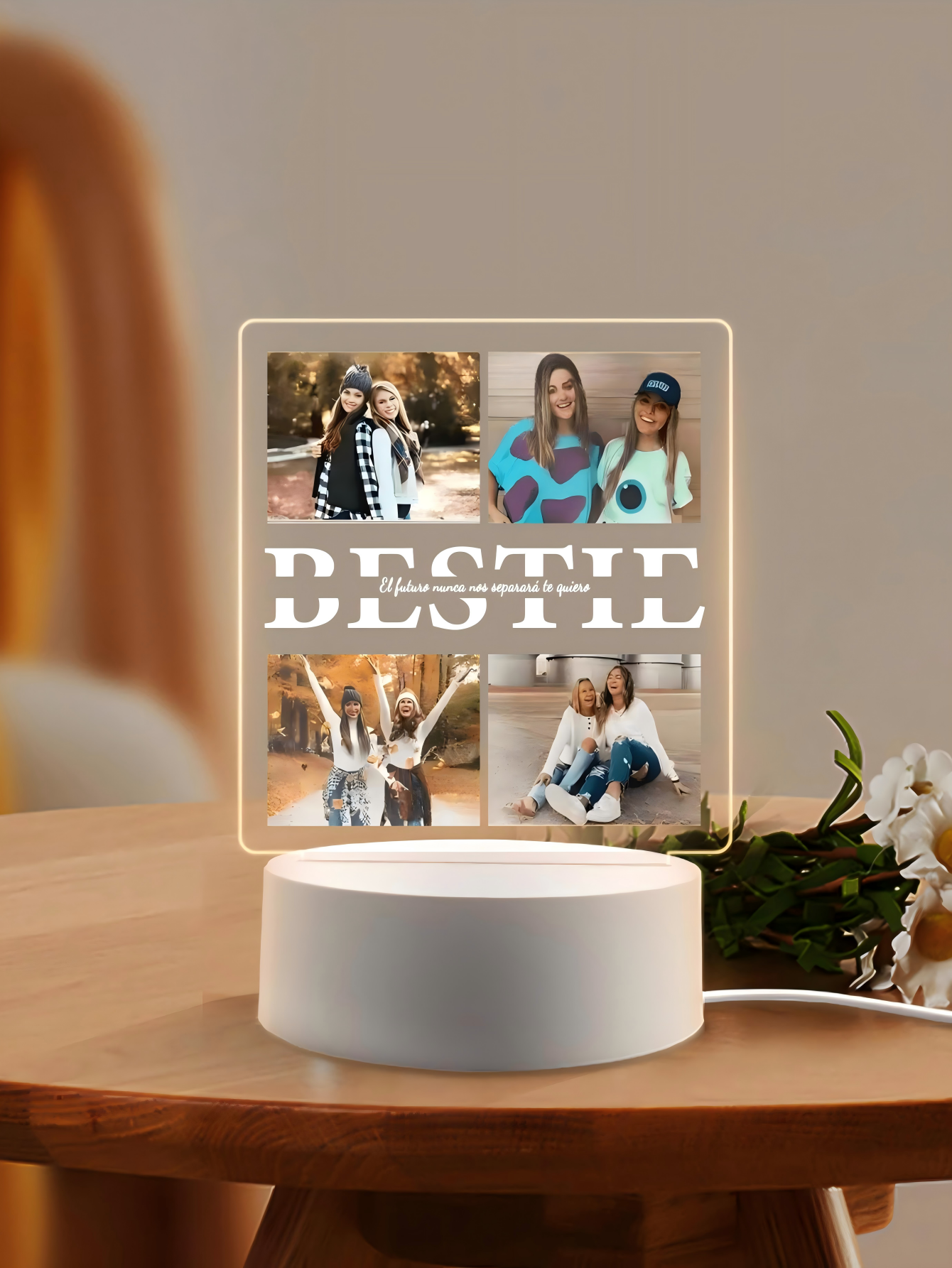 Personalisiertes Foto-Acryl-Nachtlicht mit aufgedrucktem Bild, personalisierte Heimdekoration als für sterben beste Freundin