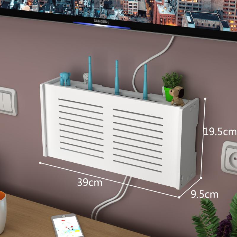 Trådløs wifi router opbevaringsbokse træboks kabel strøm plus ledningsbeslag væghængende stikplade opbevaringshylde gør-det-selv boligindretning: Muslingeskal