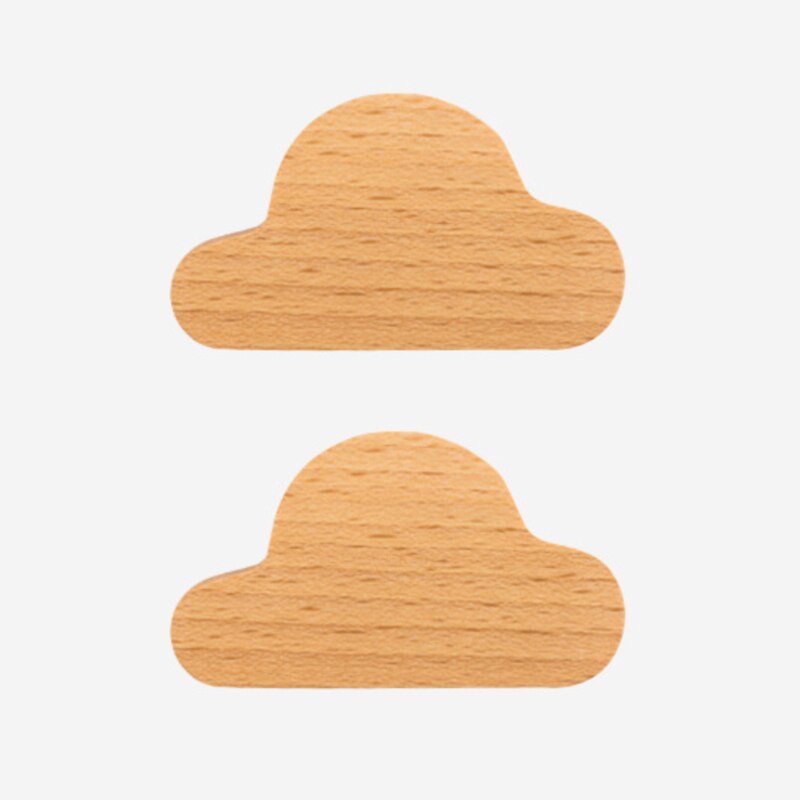 idYllife 2pc Set Wood Key Hooks Magnetic Cloud Lightening Home Decoration Wall Magnet Vestibule Keyring Holder Organization Rack: Cloud Beechx2