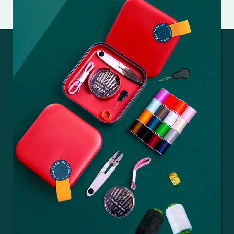 Household High-End Small Sewing Kit Handmade Sewing Kit Set Portable and Versatile Sewing Needlework Storage Box
