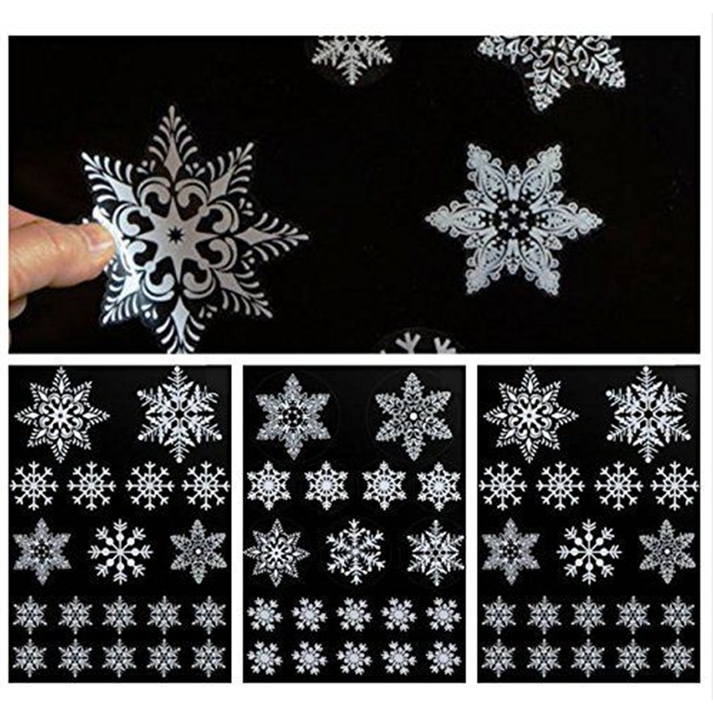 Plastic White Christmas Snowflakes Window Stickers Reusable Self-adhesive Home Decorations Winter Wall Decals for Kid's Room
