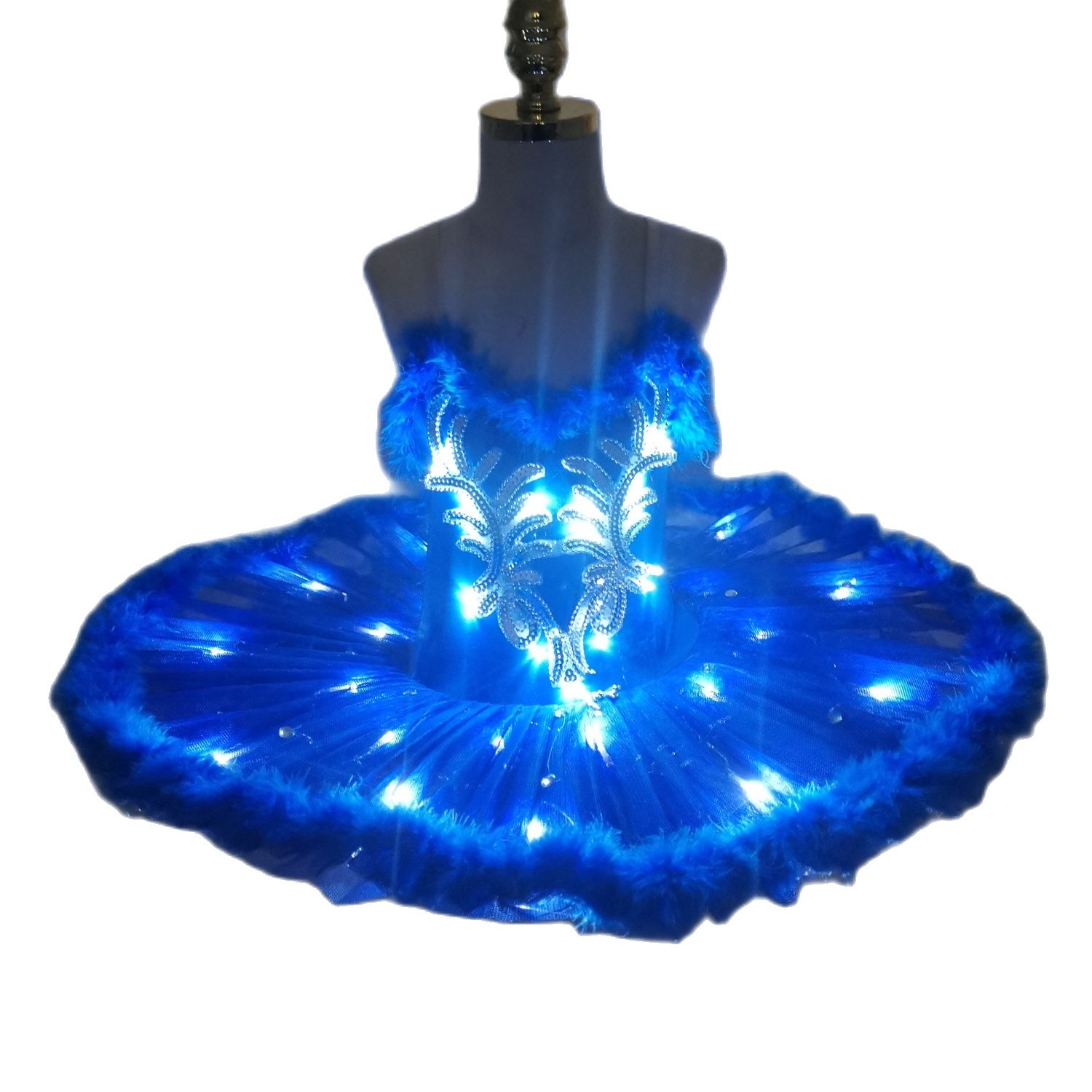 Blue Ballet Tutu Skirts Led Light Adult Belly Costume Ballerina Dance Dress For Girls