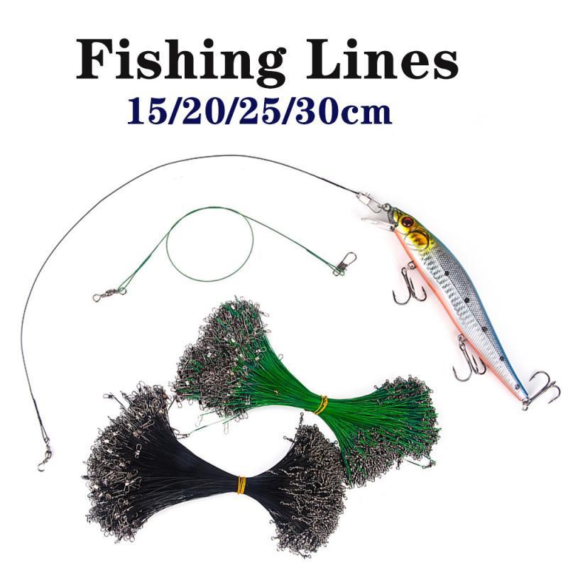 Sedal de pesca de acero antimordedura, 15cm-30cm, líder de alambre de acero con accesorios giratorios de pesca, correa de núcleo de plomo antirenvoltura