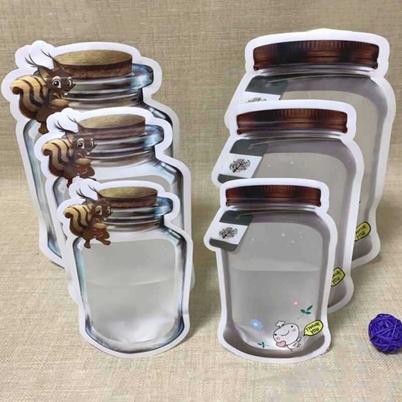 Zelfdichtende Kleine Zip Lock Voedsel Verpakking Zakken Mason Fles Home Storage Organisatie 5Pcs Vacuüm Verse Pvc Voedsel opbergtas