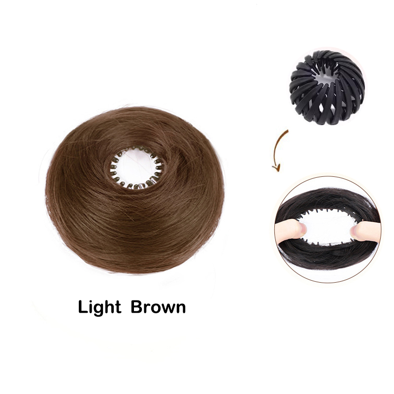 Syntetyczne doczepiane kocze z efektem potarganych włosów, mini kok z efektem upięcia w stylu pączek, treski robić włosów dla kobiet i dziewcząt, kok w kształcie ptasiego gniazda, wysuwane chignony.: T1B/Zielony