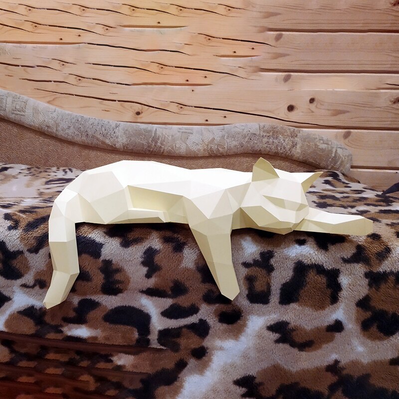 Papier Papercraft 3D Lowpoly escalade mur de chat noir, décoration murale de chambre à coucher, décorations artistiques de fête, couloir de maison, jouets à faire soi-même