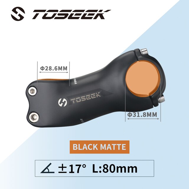 TOSEEK Super Light Full Carbon Fibre Bicycle Stem Bike Parts Matte Angle 6 / 17 Degrees Length 70/80/90/100/110/120/130mm: 17 Degrees 80mm