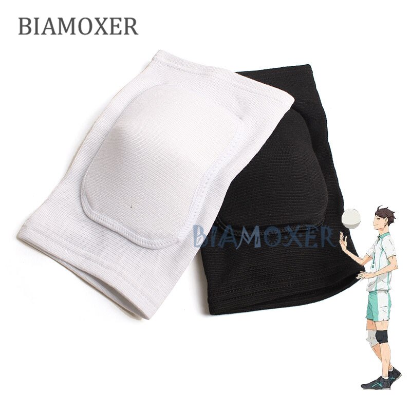 ¡Haikyuu! Rodillera deportiva blanca Oikawa Tooru Black Hinata Shoyo para hombres, accesorios de Cosplay, rodilleras elásticas, Fitness, baloncesto, voleibol: 1 White with 1 Black