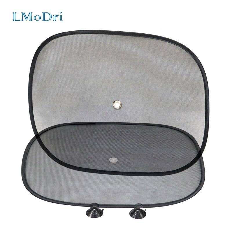 LMoDri 2 pièces voiture rideaux pare-soleil bloqueur noir UV maille pare-soleil pour fenêtre avant et arrière Auto style ventouse 44*34cm