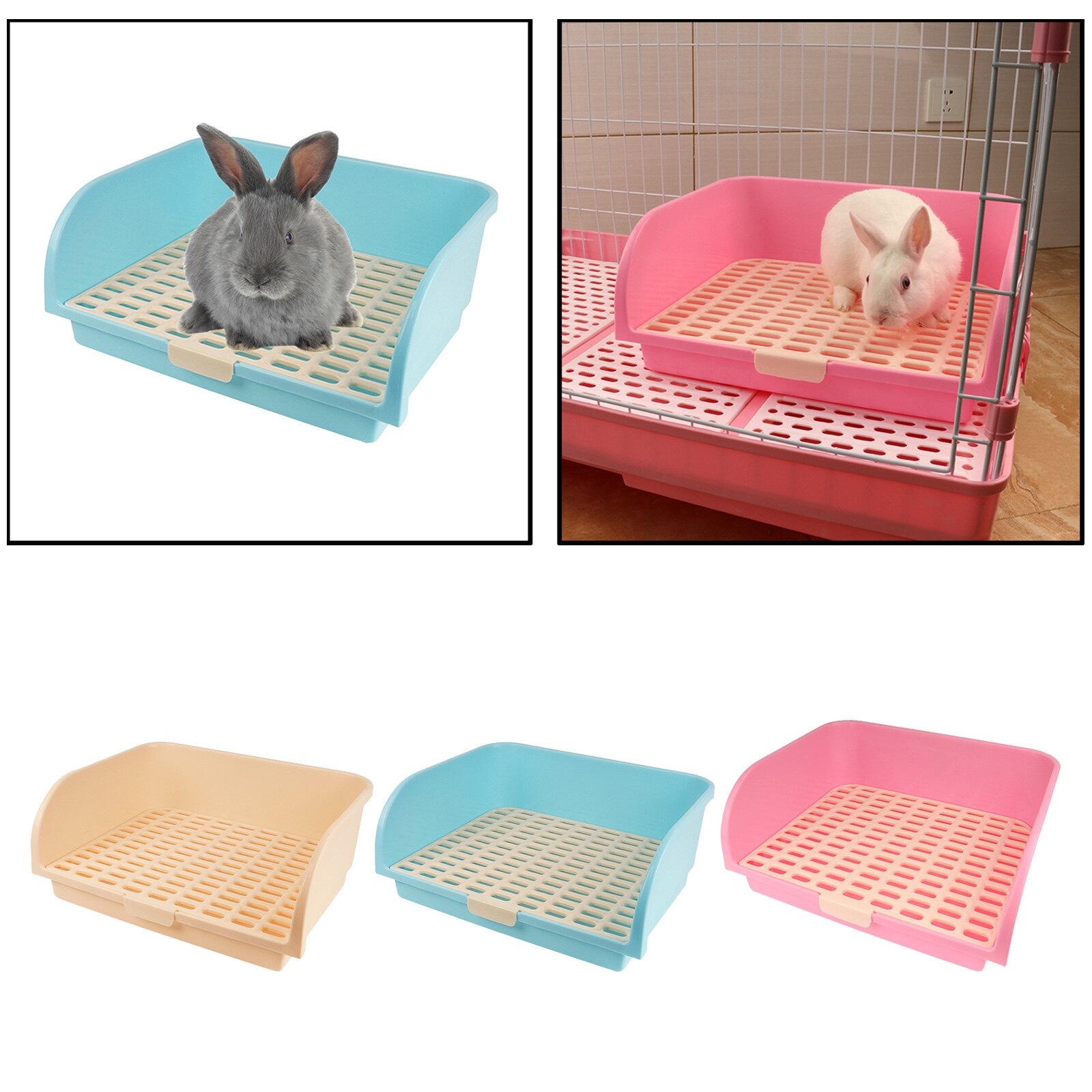 Caja de arena de plástico para conejos, orinal para adultos, Hurón, conejito