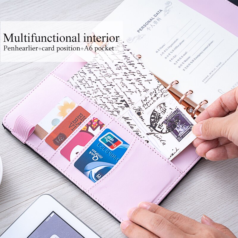 A6 Dialy Note Book,School Office Supplies Binder Diary Pocket Filler Planner Diamond Checkered Dupe Agenda