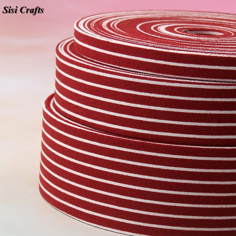 Sisi Crafts Tape Black Red Stripe Ribbon 25mm 10mm 40mm Cotton Fabric Bias Trim Layering DIY Hair Bow Tie Collar Sewing Material