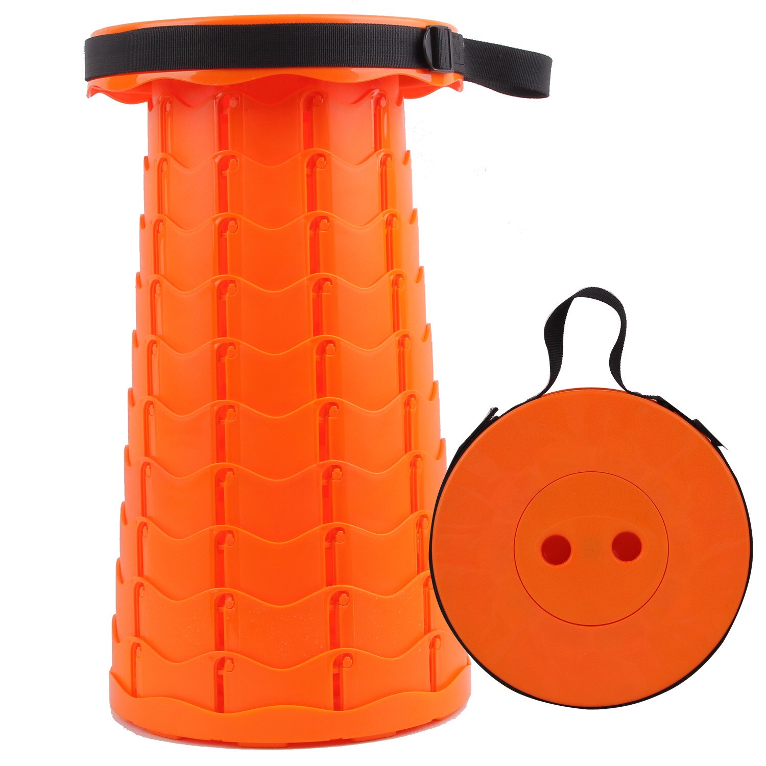 Outdoor Camping Stretchable Kruk Rekbaar Draagbare Plastic Kruk Rekbaar Stoel Vissen Opvouwbare Kruk: Oranje
