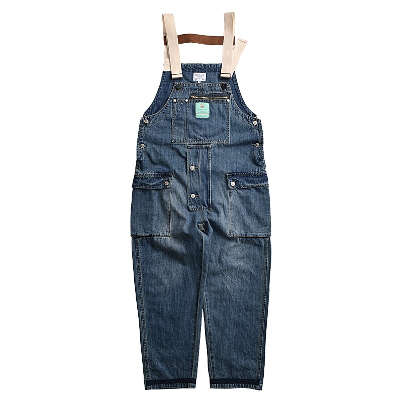 77 city killer denim overalls mænd streetwear cargo bukser mænd worker multi-pocket vaskede joggers herre retro hagesmæk bukser: L