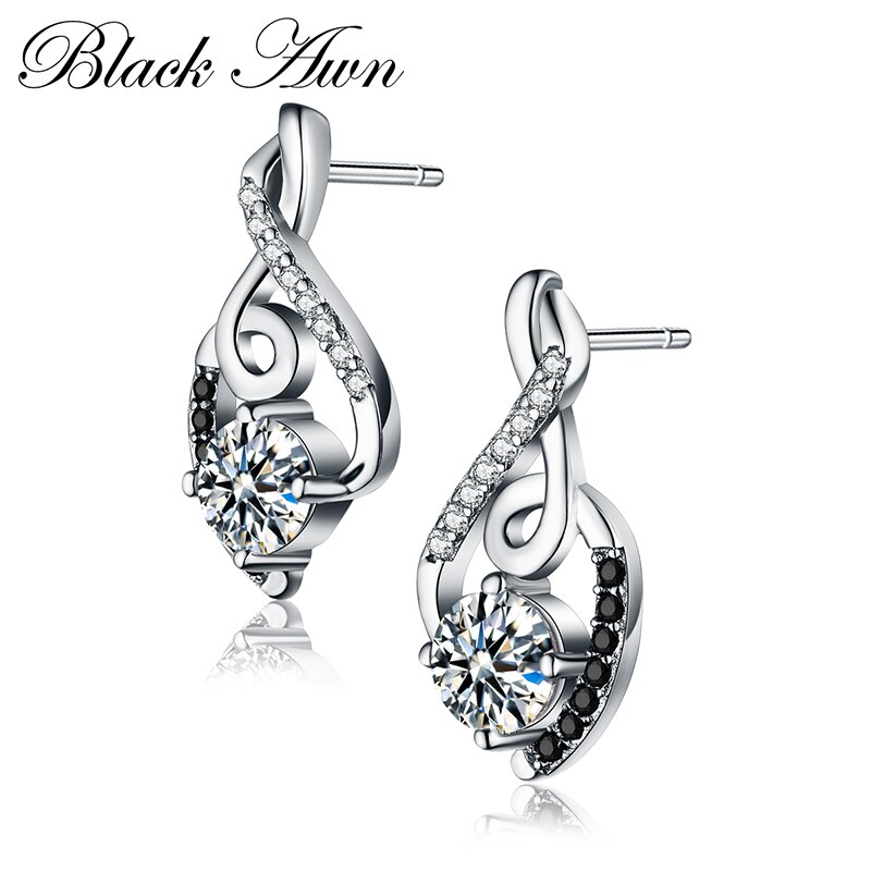 Classic 2.2g 100% Genuine 925 Sterling Silver Female Earring Fine Jewelry Vintage Wedding Stud Earrings for Women T006