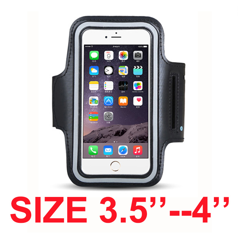 Armbånd til størrelse 4 '' 4.5 '' 4.7 '' 5 '' 5.5 '' 6 '' tommer sports mobiltelefon holder etui til iphone huawei samsung xiaomi telefon på hånden: Størrelse 3.5--4 ( sort)