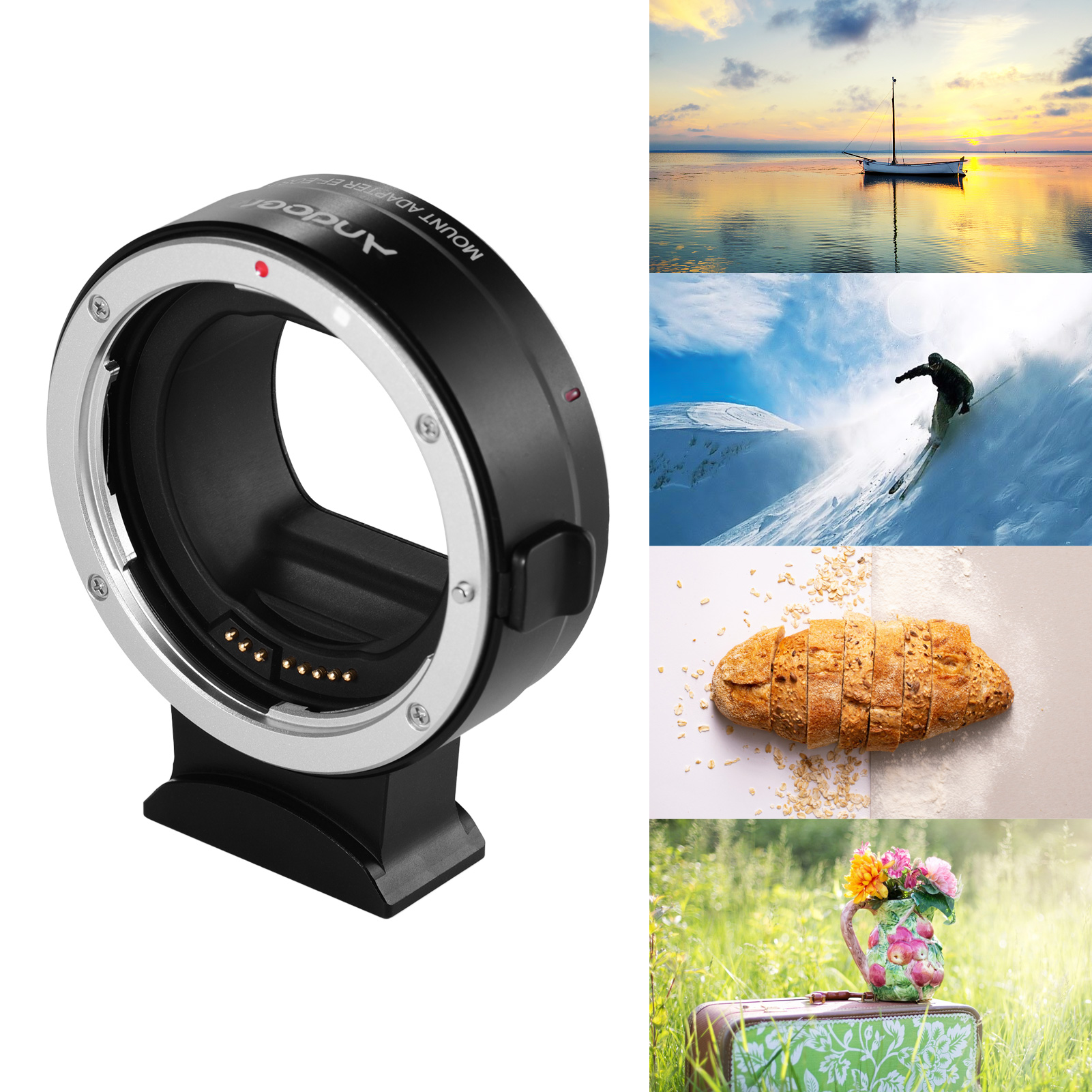 Andoer EF-EOS R Auto Focus Camera Lens Adapter Ring IS Image for Canon EF EF-S Lens to Canon EOS R RF Mount Full Frame Cameras