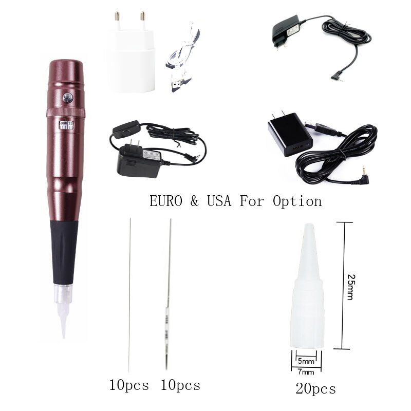 L'adaptateur pour Micropigmentation stylo dermographe universel stylo moteur suisse maquillage Semi Permanent: Brown