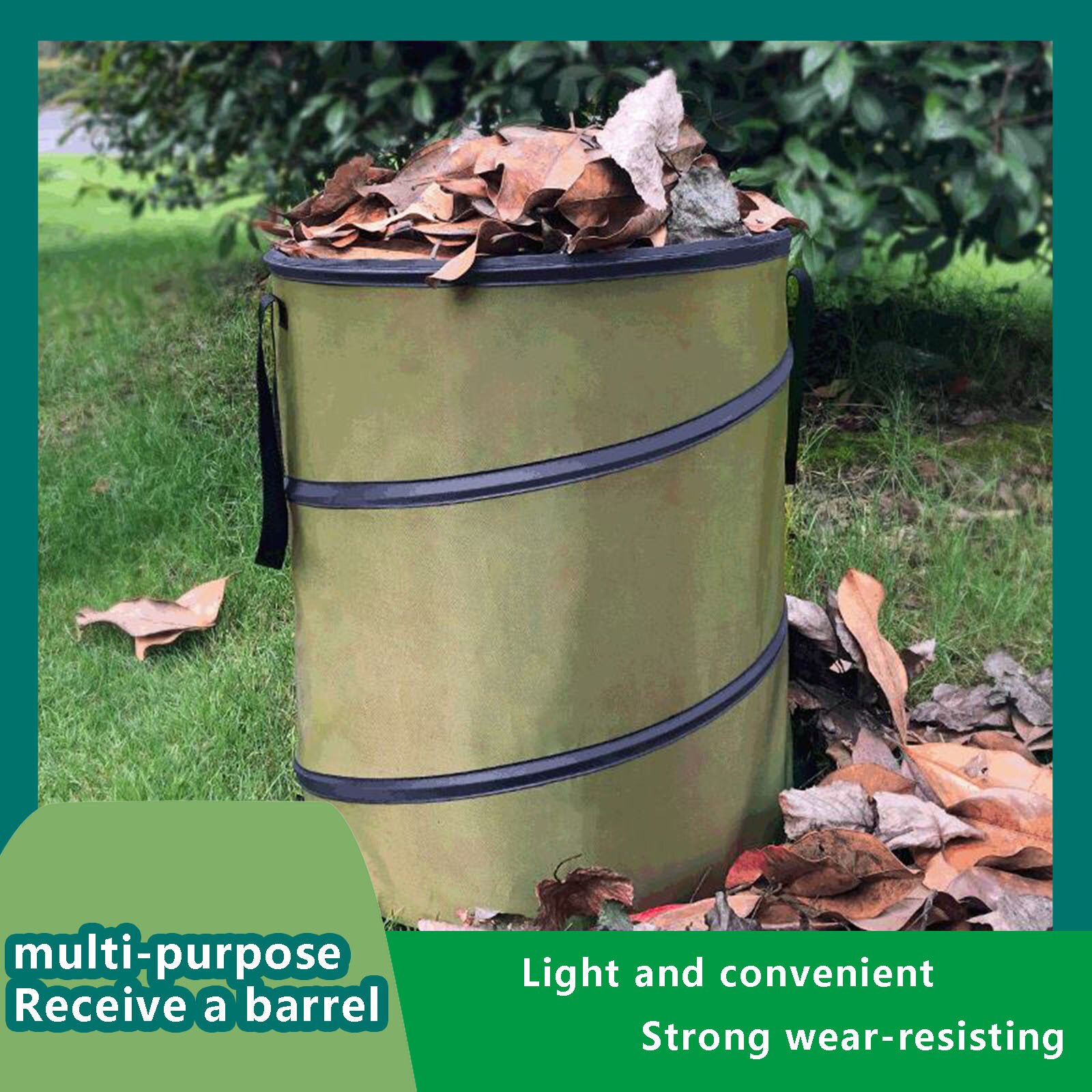 Collapsible Container Leaf Trash Can With Handles 10 Gallon Reusable Portable Waterproof Home Outdoor Yard Gardening Bag #T3G: Default Title
