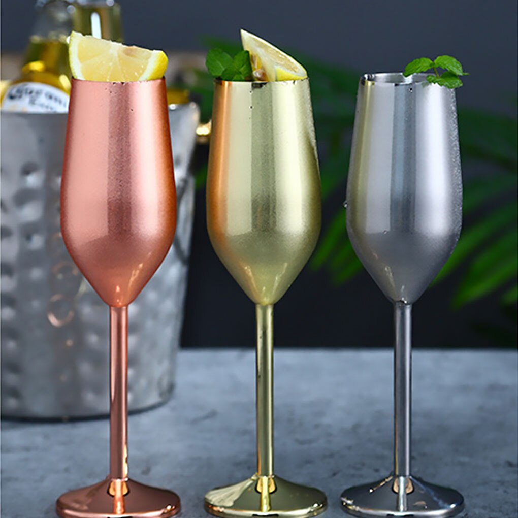 1 Pc Rvs Bar Beker Wijn Glas 220Ml Champagne Cup Metalen Cocktai Goblet Voor Bar Restaurant Bar Accessoires