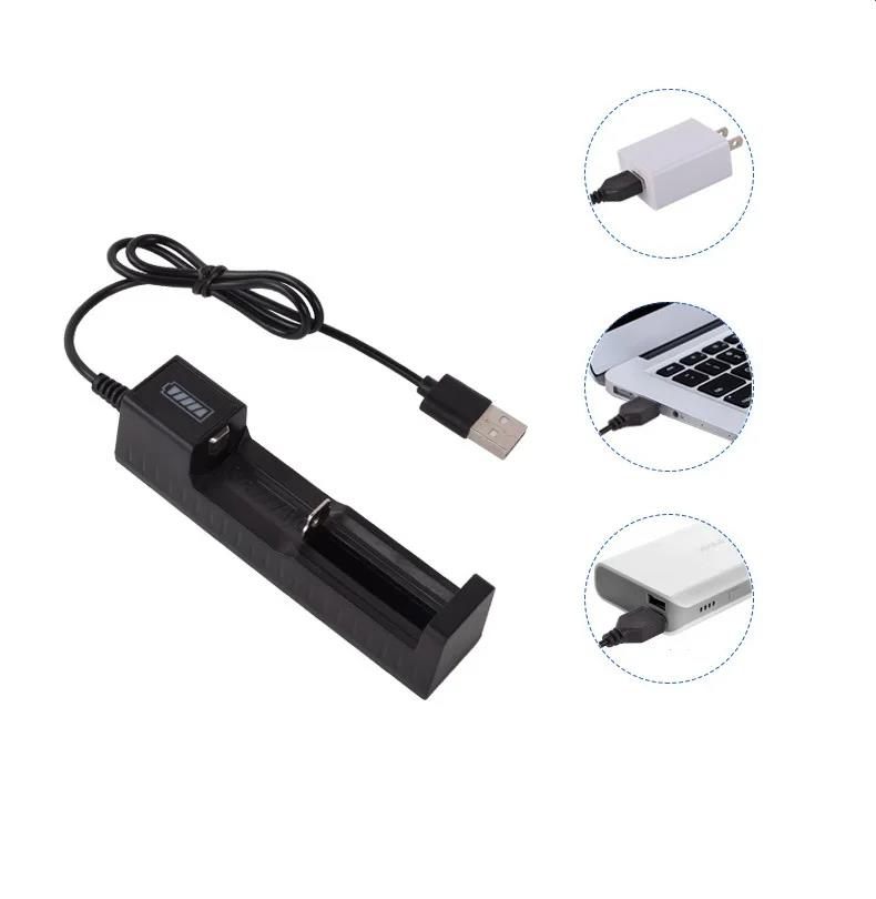 18650 Battery Charger 1 Slot USB Single 18650 Charging 3.7-4.2V Rechargeable Lithium Battery For 16340 14500 26650 18650 Battery