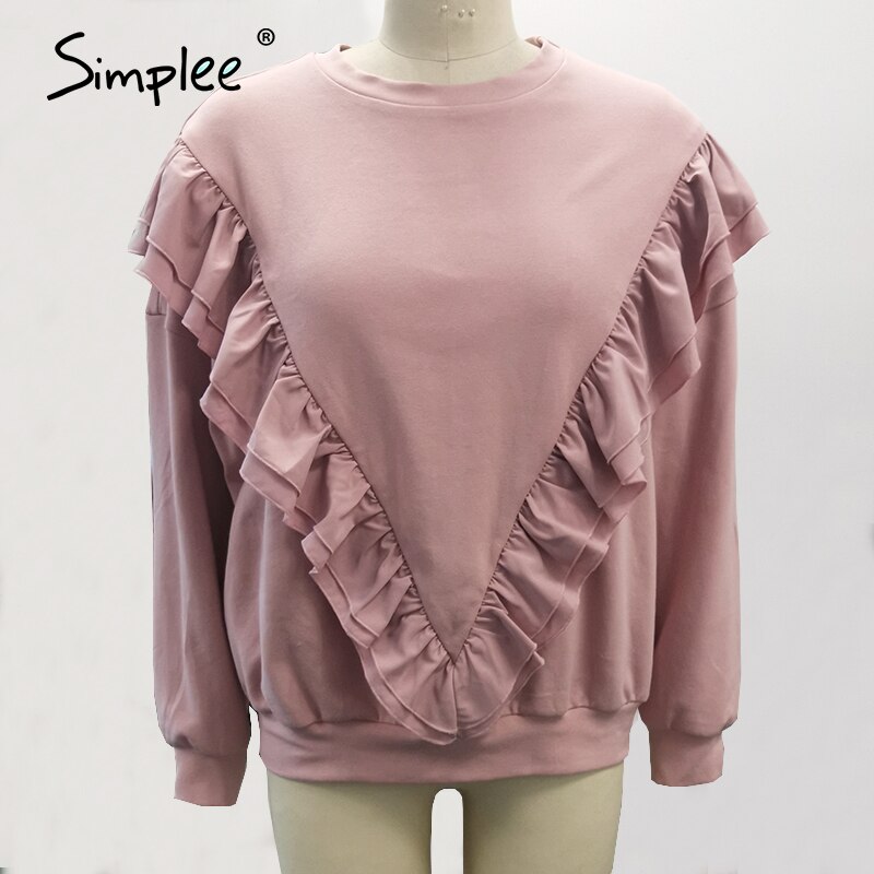 Simplee – sweat-shirt rose décontracté à manches longues pour femme, haut à capuche surdimensionné, ample, collection automne-hiver: Modèle 4 / S