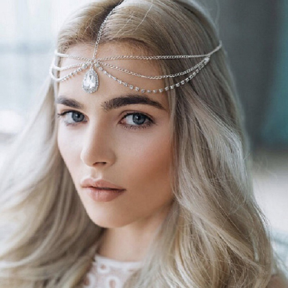 Diadema de perlas, diademas de red de cadena suave para novia, accesorios para el cabello de boda, tocado con cuentas de , joyería Noiva para mujer