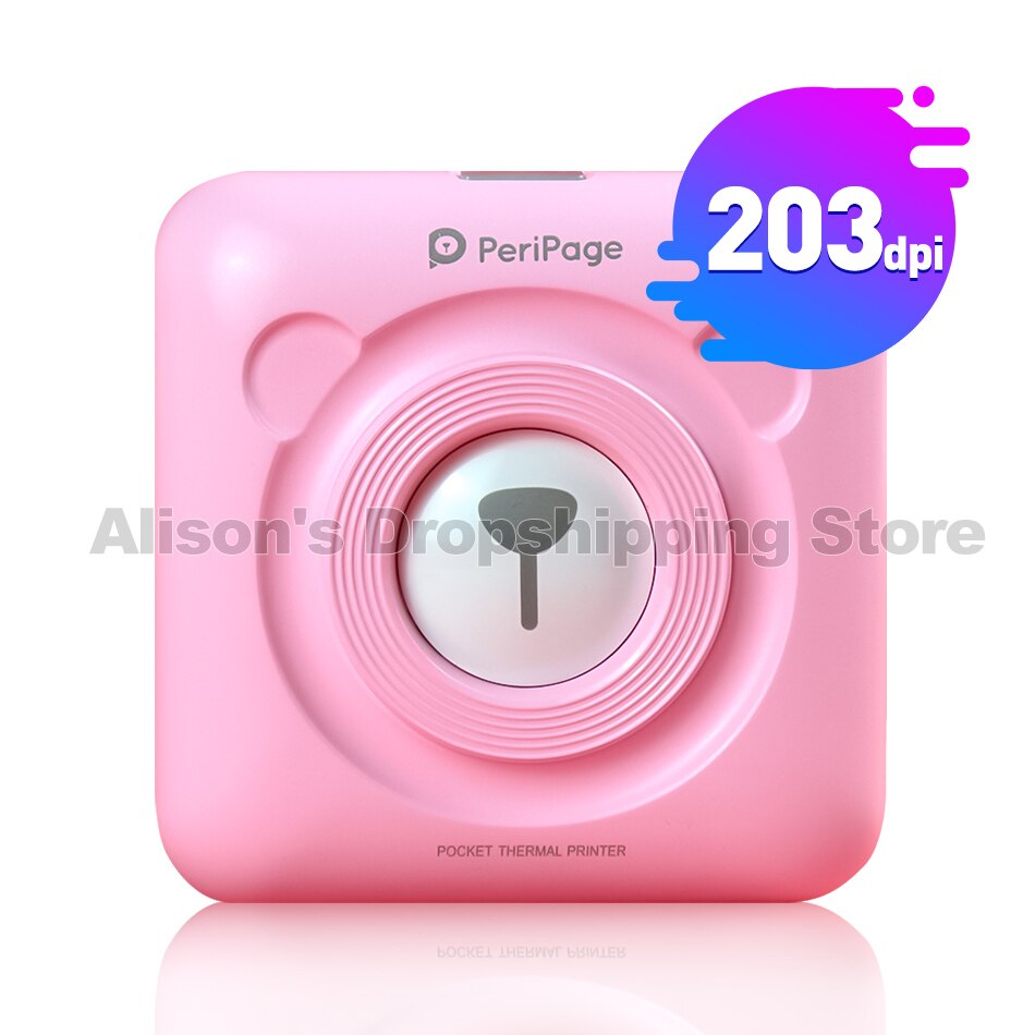 ! 304 dpi bluetooth trådlös liten termisk skrivare bild mobil fotoskrivare mini portabel fotoskrivare för android ios: 203 dpi rosa skrivare