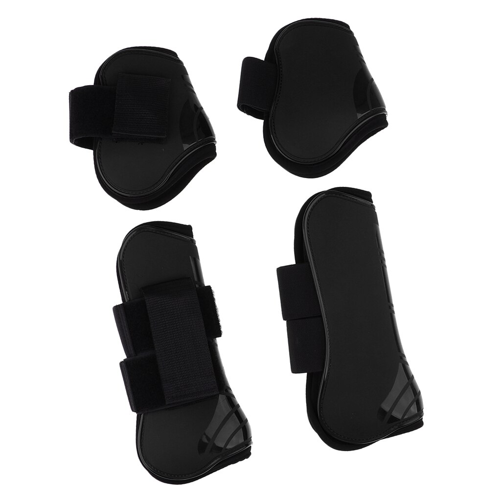 2 Pairs Horse Leg Boots Front Hind Leg Tendon Protect Equestrian, PU Shell and High Neoprene
