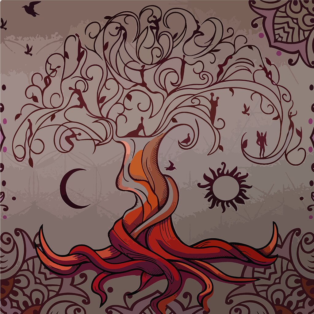 Striped Tree Drawing Printed Curtain Living Room Bedroom Curtain Home Decoration Curtain Adult Essential Curtain