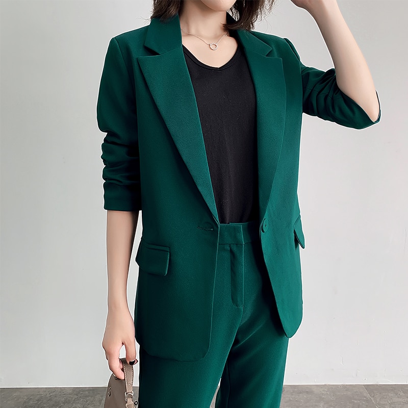 Women's jacket suit female autumn loose thin small suit straight pants two sets of temperament overalls clothes: 2 / XL