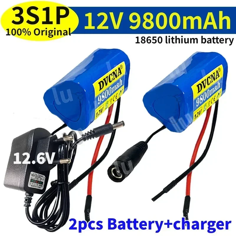 12V 18650 Battery Pack 9800mah 3S1P Li-ion Rechargeable Batteries with BMS Lithium Cells Protection Board +12.6V Charger: PURPLE