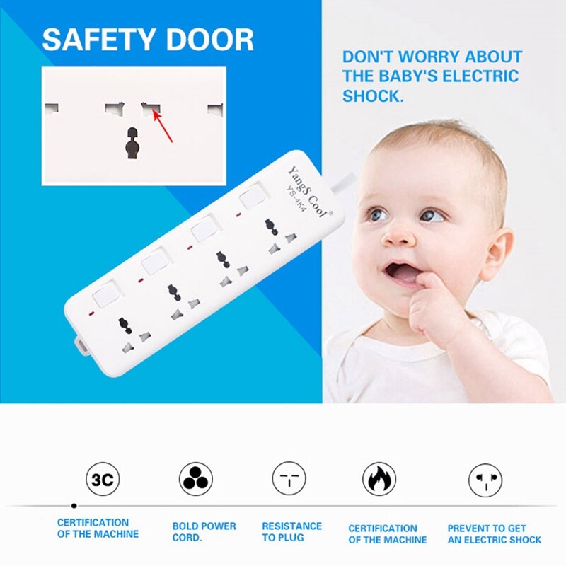 Power Strip Surge Protection 4 Outlets with Independent Control Switches Long Extension Cord US Plug