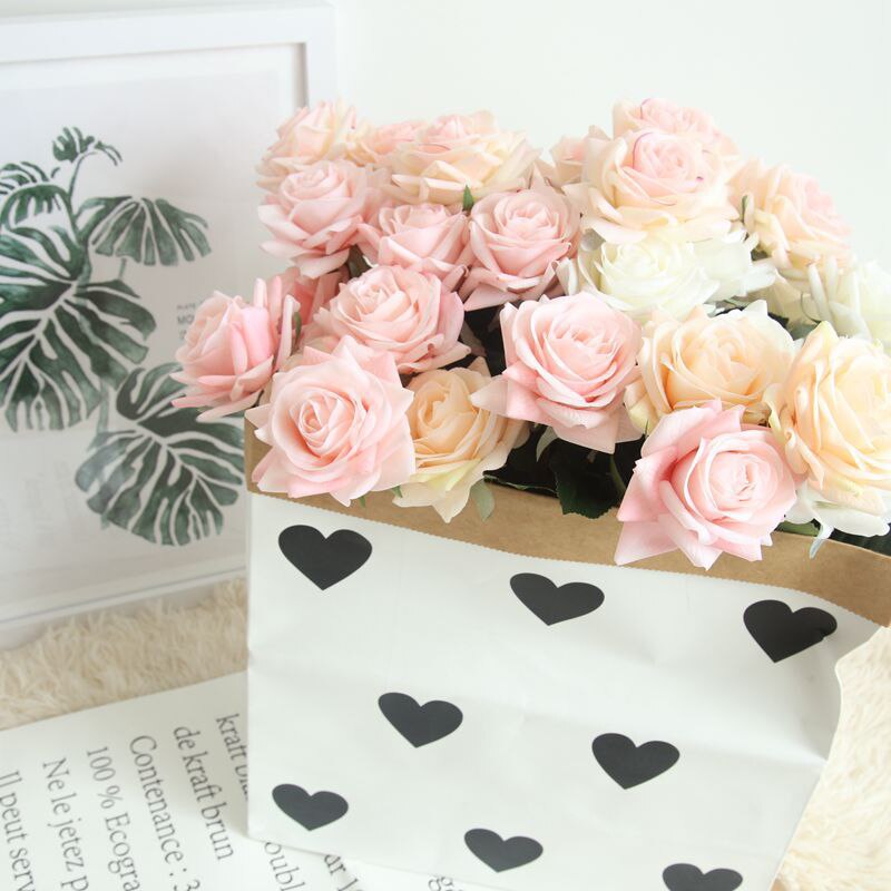 10 Stks/set 9 Cm Simulatie Rozen Boeket Diy Slingers Vazen Voor Bruiloft Home Decoratie Kunstbloemen