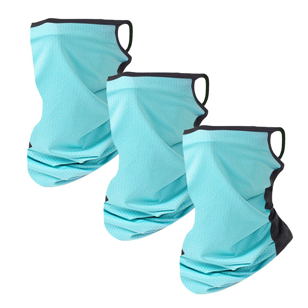 3 stk unisex rave bandana hals gamasje rør hodeplagg utendørs fotturer sykling bandana pustende anti støv ansikt skjerf kvinner menn: Himmelblå