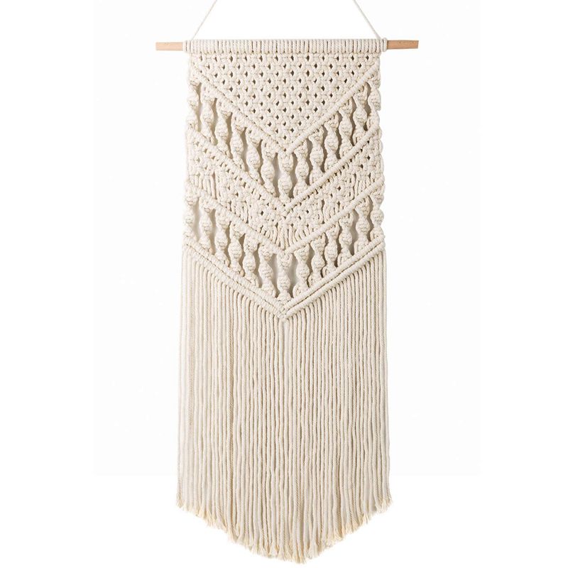 Macramé tejido colgante de pared-Boho Chic bohemio habitación geométrica arte decoración Hermoso apartamento dormitorio decoración, 14in W x 33