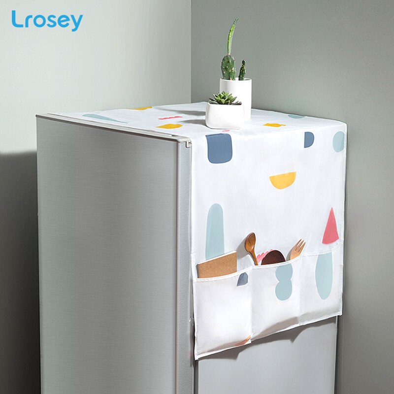 Enkeltdør køleskab støvdæksel geometrisk vandtæt betræk håndklæde med opbevaringspose køkkenarrangør vaskemaskindæksel