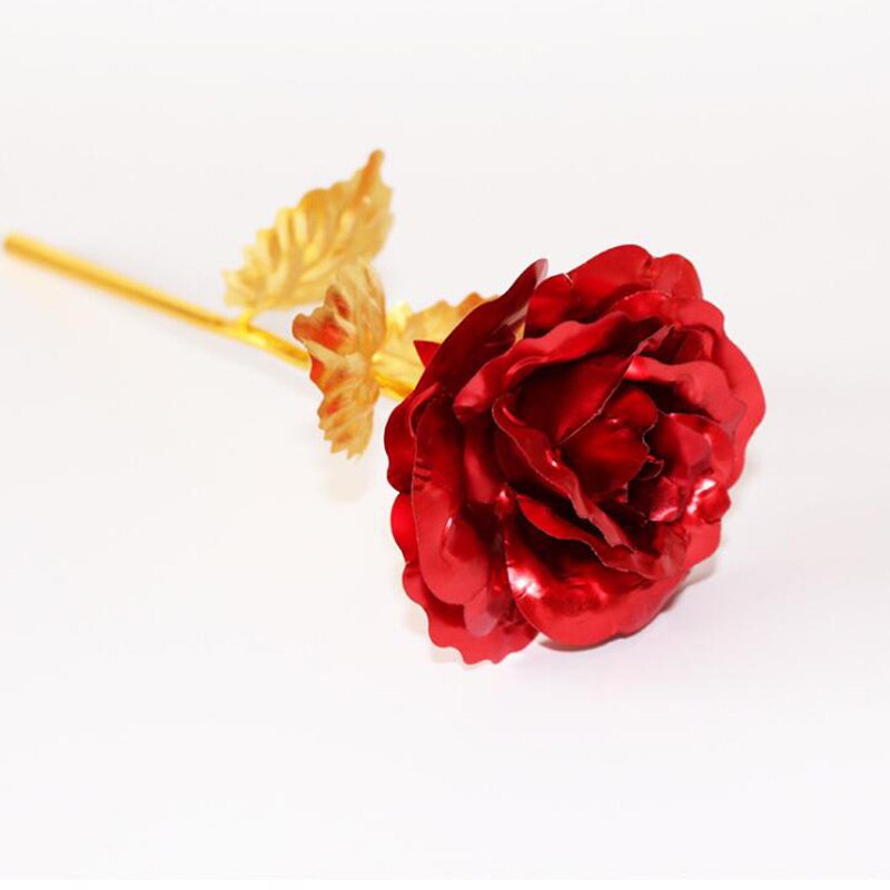 24K Gold Foil Rose Flower Emulated Flower Valentine's Day Single Gold-plated Rose Bouquet Box Home Decro: Only Flower 01