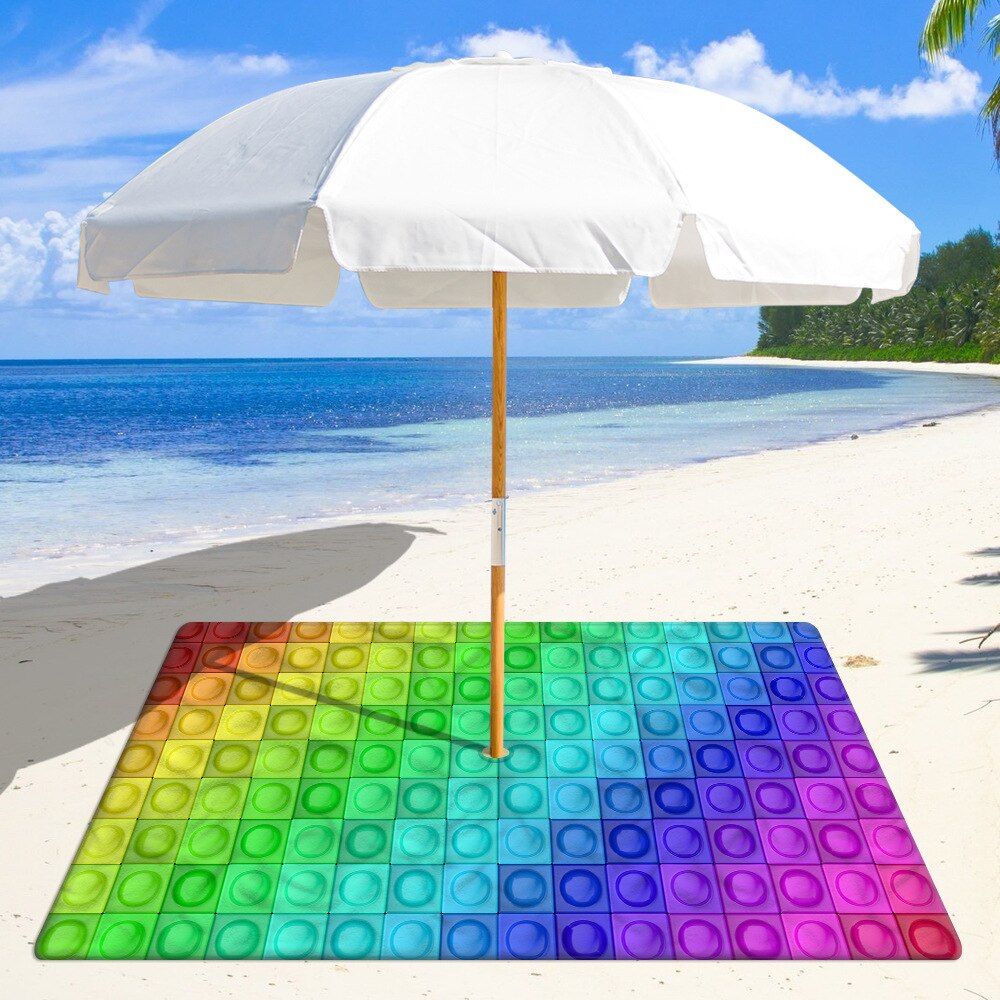 Band Tie Dye Square Beach Mat with 8CM Hole for Beach umbrella Microfiber sand free Multifunction Beach mat: printed 1 / 150x150cm