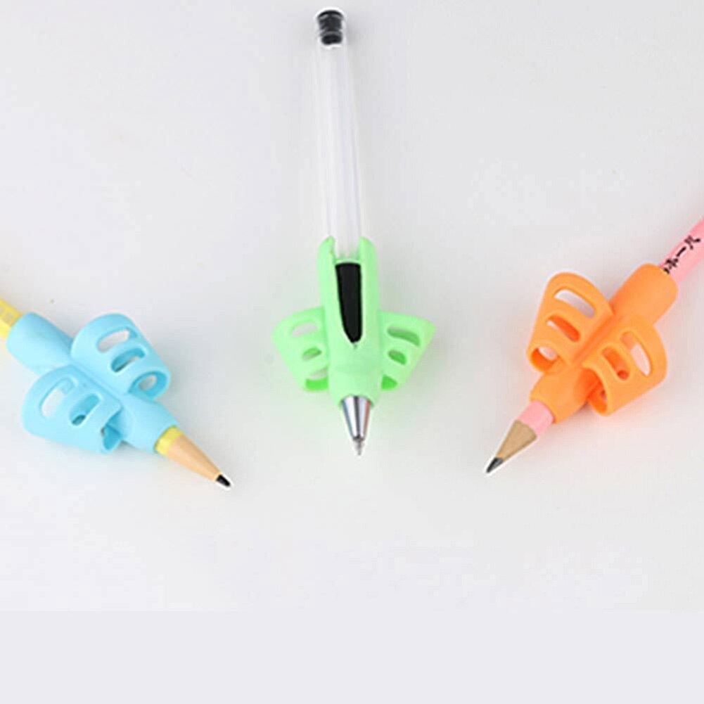 3pcs Silicone Two Finger Grip Non-toxic Pencil Holder Children Soft Tools Writing Aid Grip Ergonomic Training Posture Correction